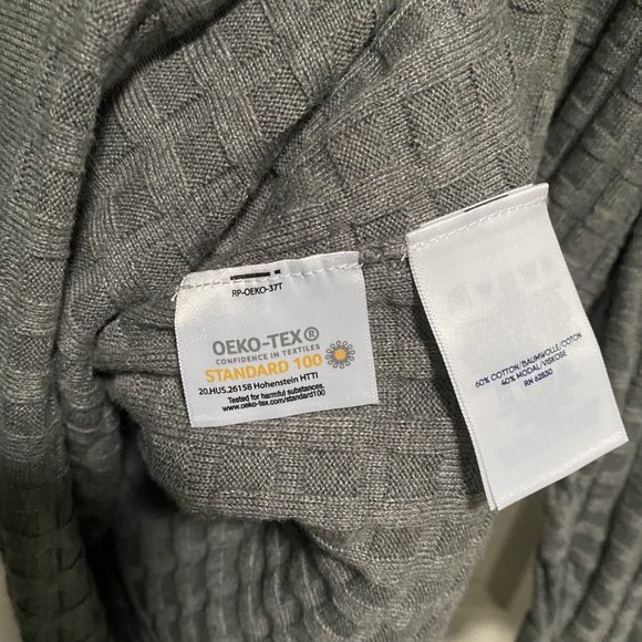 LANDS END Gray Waffle Knit 3/4 Sleeve Sweater Size L (14-16) - Picture 6 of 6